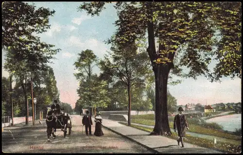 Ansichtskarte Hanau Phippsruher Allee - Kutsche 1914