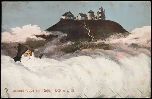 Postcard Krummhübel Karpacz Schneekoppe im Nebel Rübezahl 1911