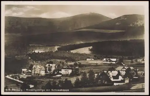 Brückenberg-Krummhübel Karpacz Górny Karpacz Stadt mit Schneekoppe 1928