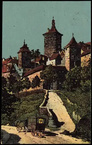 Rothenburg ob der Tauber Koboldzellertor Künstlerkarte Mondnacht 1911