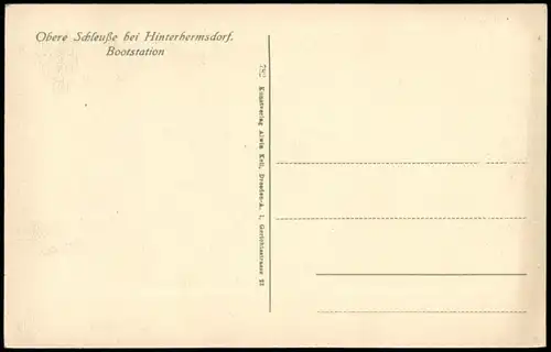 Hinterhermsdorf-Sebnitz Obere Schleuße bei Hinterhermsdorf. Bootstation 1913