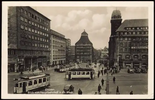 Ansichtskarte Essen (Ruhr) Blick vom Hauptbahnhof - Straßenbahn 1941