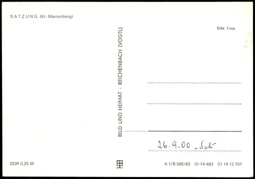 Satzung am Hirtstein-Marienberg im Erzgebirge DDR    Ferienheim Sonnenhof 1983