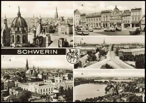 Ansichtskarte Schwerin DDR Mehrbildkarte mit Stadtteilansichten 1974