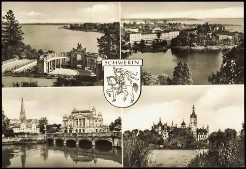Schwerin DDR Mehrbild-AK Schweriner See  (Pädagogische Schule) 1973