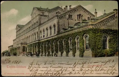 Postcard Teplitz-Schönau Teplice Bahnhof 1907