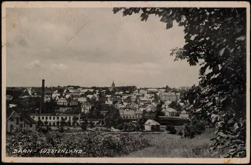 Postcard Bärn (Nord-Mähren) Moravský Beroun Stadtpartie - Fabrik 1940