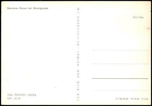 Ansichtskarte Wernigerode Umland-Ansicht Steinerne Renne bei Wernigerode 1968