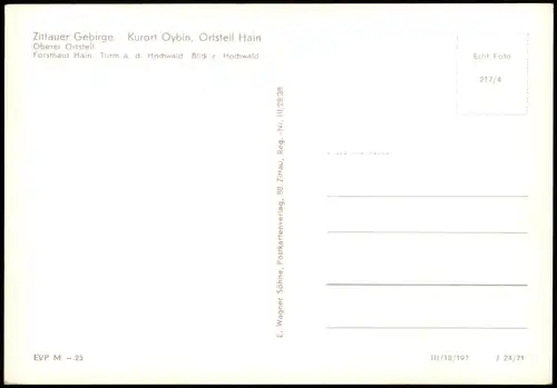 Oybin DDR  mit Forsthaus Hain Turm a. d. Hochwald Blick z. Hochwald 1971
