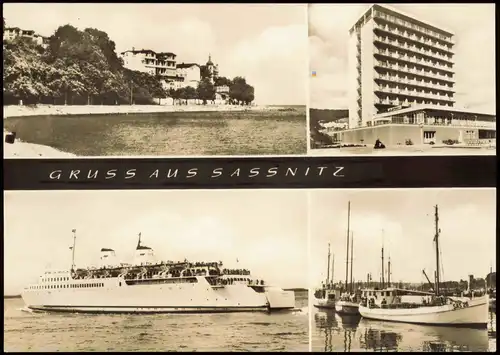 Sassnitz DDR Mehrbildkarte mit Ostsee, Booten, Fährschiff u. Hotel 1971