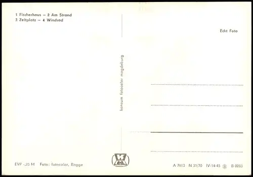 Lobbe-Mittelhagen DDR  Fischerhaus, Zeltplatz, Windrad u. Strand 1970