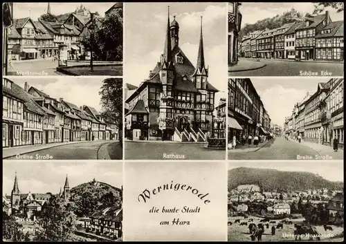 Wernigerode DDR Mehrbildkarte   Schöne Ecke, Marktstraße Grüne Straße 1957