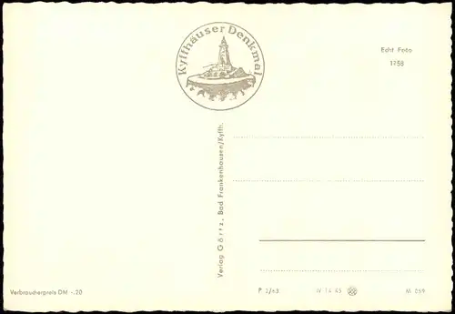 Rottleben (Thüringen) Kyffhäuser Mehrbildkarte DDR ua. Denkmla, Gietenkopf 1963