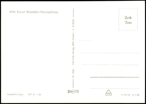 Bärenfels Erzgebirge Altenberg DDR Mehrbildkarte   Kurort im Osterzgebirge 1968