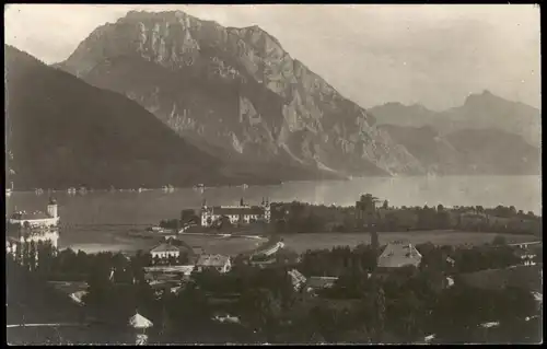 Ansichtskarte Gmunden (Salzkammergut) Panorama mit Schloss und Kirche 1921