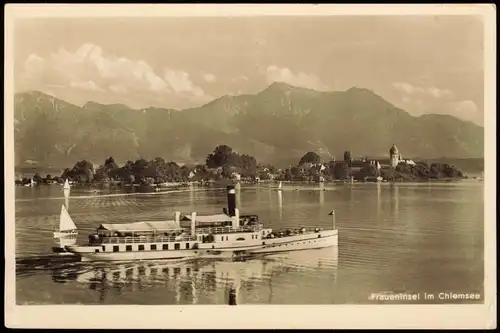 Ansichtskarte Chiemsee Fraueninsel - Chiemsee, Dampfer 1953