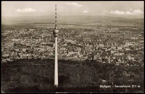 Ansichtskarte Stuttgart Luftbild Fernsehturm vom Flugzeug aus 1960