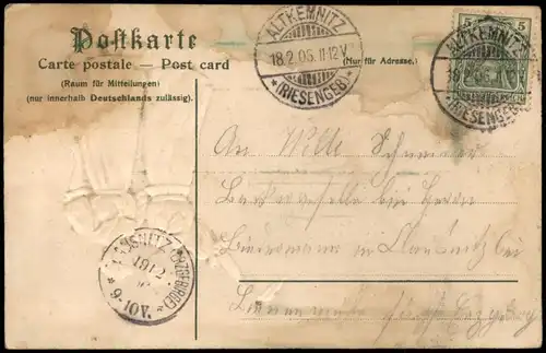 Turnbewegung - Friedrich Ludwig Jahn "Gut Heil" Stadttor 1906 Prägekarte