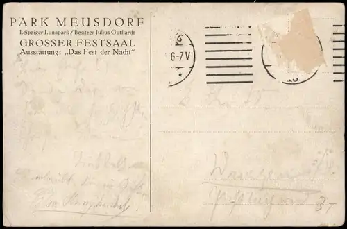 Wahren-Leipzig PARK MEUSDORF GROSSER FESTSAAL Leipziger Lunapark 1916