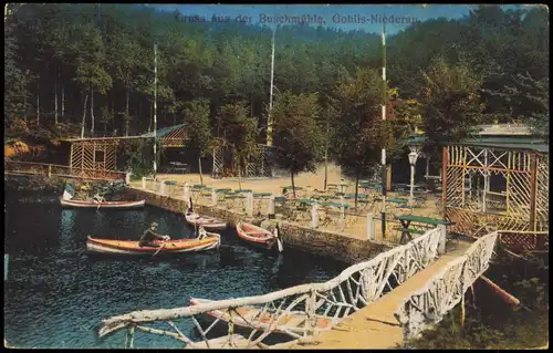 Ansichtskarte Gohlis-Niederau Birkenbrücke, Restauration - Buschmühle 1915