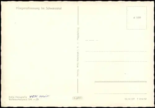 Ansichtskarte .Thüringen Morgenstimmung im Schwarzatal 1958