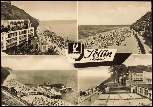 Sellin DDR Mehrbildkarte mit 4 Ortsansichten u.a. Ostsee Strand 1966/1965
