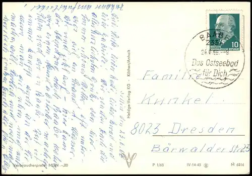 Sellin DDR Mehrbildkarte mit 4 Ortsansichten u.a. Ostsee Strand 1966/1965