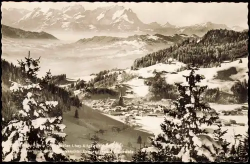 Ansichtskarte Oberstaufen Panorama-Ansicht Ort im bayerischen Allgäu 1960