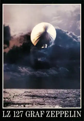 Flugwesen Zeppelin Luftschiff LZ 127 Graf Zeppelin ü. d. Nordsee Kunstkarte 2000