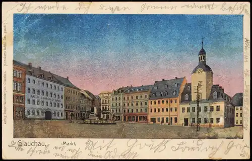 Ansichtskarte Glauchau Markt 1906 Luna
