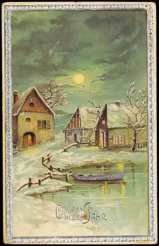 Ansichtskarte  Neujahr Sylvester New Year Dorfpartie Winter 1912 Silberrand