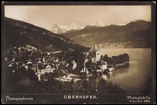 Ansichtskarte Oberhofen am Thunersee Totale, Stadtblick 1897