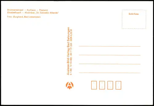 Bad Liebenstein DDR Mehrbildkarte u.a. mit Brunnentempel Kurhaus, Postamt 1988