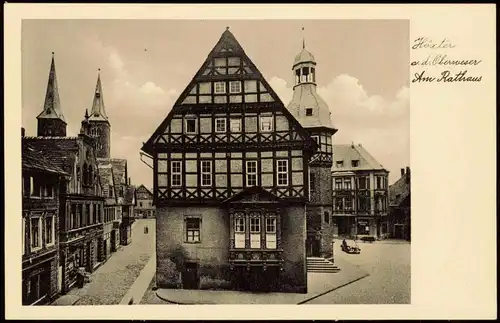 Ansichtskarte Höxter (Weser) Strassen Partie am Rathaus 1940