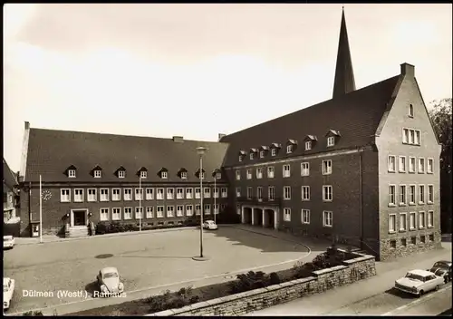 Ansichtskarte Dülmen Rathaus Strassen Partie mit Autos, u.a. VW Käfer 1971