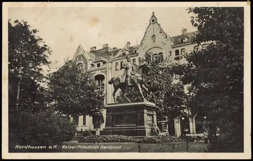 Ansichtskarte Nordhausen Kaiser Friedrich Denkmal 1939  gel. Feldpost WK2