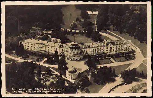 Ansichtskarte Bad Wildungen Luftbild Fürstliches Badehotel 1930