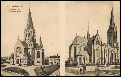 Ansichtskarte Kaiserslautern Apostel- und Marienkirche - 2 Bild 1918