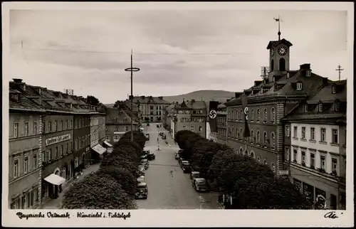Ansichtskarte Wunsiedel (Fichtelgebirge) Marktplatz mit Theresienstraße. 1937