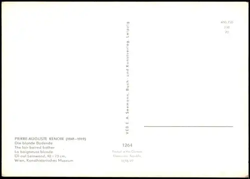 Künstlerkarte Kunstwerke: PIERRE-AUGUSTE RENOIR Die blonde Badende 1970