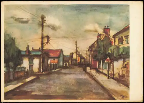 Künstlerkarte Gemälde Kunstwerke: GERHARD STENGEL Straße nach Paris 1967