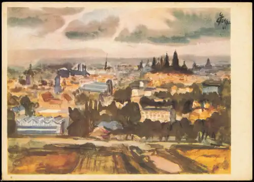 Künstlerkarte Kunstwerke: GERHARD STENGEL Blick auf Dresden (1961) 1967