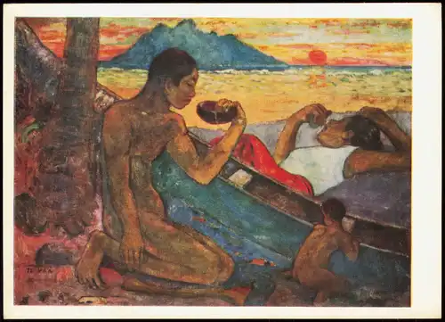 Künstlerkarte Поль Гоген Paul Gauguin Famille de pêcheur 1969