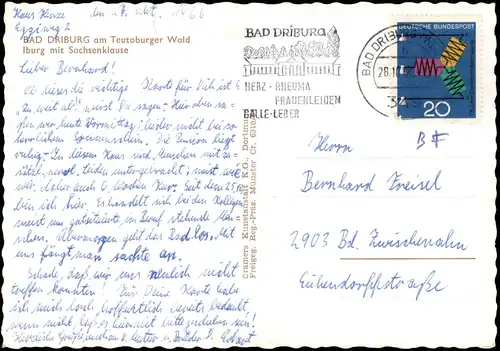 Ansichtskarte Bad Driburg Umland-Ansicht Iburg mit Sachsenklause 1966