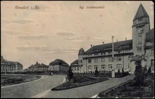 Ansichtskarte Arnsdorf (Sachsen) Kgl. Landesanstalt 1916  Feldpost Bischofswerda