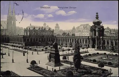 Ansichtskarte Innere Altstadt-Dresden Zwinger, Sophienkirche, Hotel 1914