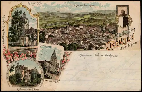 Bensen Benešov nad Ploučnicí Litho AK Stadt, Schloß Gasse 1900