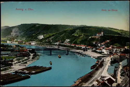 Aussig Ústí nad Labem (Ustji, Ustjiss) Stadt, Hafen, Bahnhof 1914