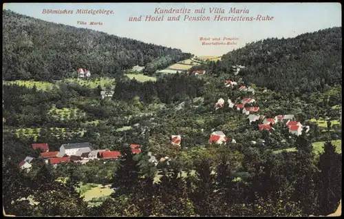 Kundratitz-Hlinay Kundratice Hlinná Böhmen Villa Maria und Hotel 1937