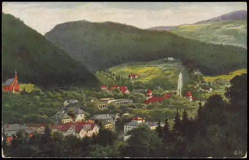 Postcard Bad Reinerz Duszniki-Zdrój Stadt - Künstlerkarte 1914